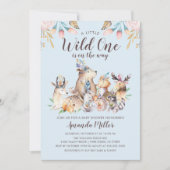 Rustieke Woodland Friends Wild One Boys Baby showe Kaart (Voorkant)