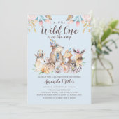 Rustieke Woodland Friends Wild One Boys Baby showe Kaart (Staand voorkant)