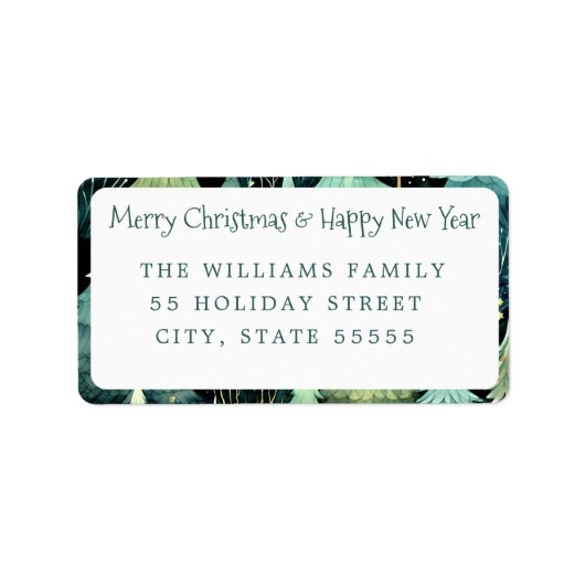 Rustieke Woodland Green Holiday Etiket (Voorkant)