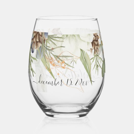 Rustieke Woodland groen bruiloft dank u Wijnglas Zonder Voet (Achterkant)