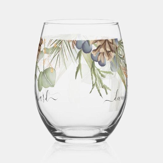 Rustieke Woodland groen bruiloft dank u Wijnglas Zonder Voet (Links)