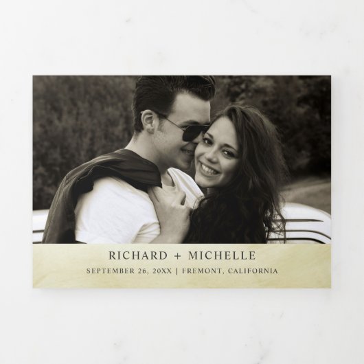 Rustieke Woodland herfst bos berg bruiloft Drieluik Uitnodiging (Cover)