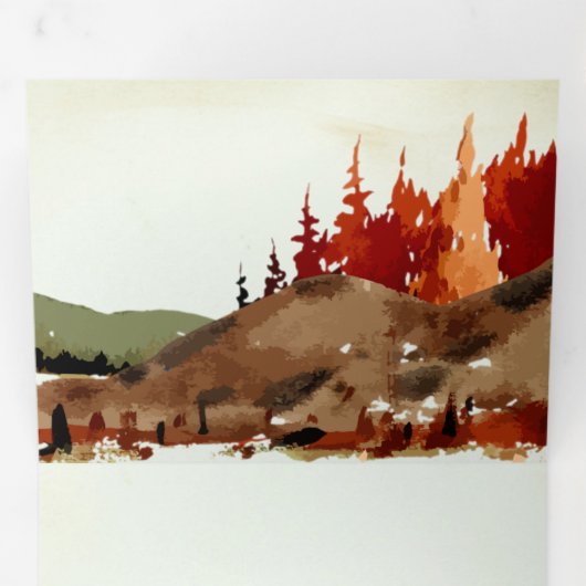 Rustieke Woodland herfst bos berg bruiloft Drieluik Uitnodiging (Binnenzijde eerst)