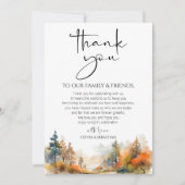 Rustieke Woodland herfst bos bruiloft Bedankkaart (Voorkant)