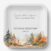 Rustieke Woodland herfst bos bruiloft Papieren Bordje (Voorkant)