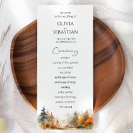Rustieke Woodland herfst bos bruiloft Programmakaart
