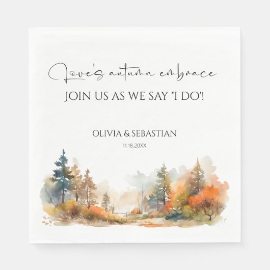 Rustieke Woodland herfst bos bruiloft Servet (Voorkant)