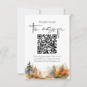 Rustieke Woodland herfst bos QR code bruiloft RSVP Kaartje (Voorkant)