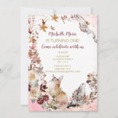 Rustieke Woodland Herten Bloemen Eerste Verjaardag Kaart (Voorkant)