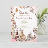 Rustieke Woodland Herten Bloemen Eerste Verjaardag Kaart (Staand voorkant)