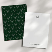 Rustieke Woodland Herten Monogram & Naam Stationer Notitiekaartje