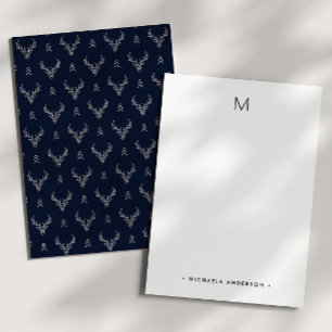 Rustieke Woodland Herten Monogram & Naam Stationer Notitiekaartje