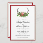 Rustieke Woodland Kardinaal en Antlers bruiloft Kaart (Voorkant / Achterkant)