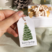 Rustieke Woodland kerstboom vakantie Cadeaulabel