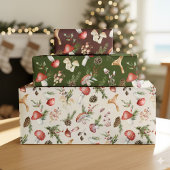 Rustieke Woodland Kerstmis Winter Paddenstoelen Inpakpapier Vel