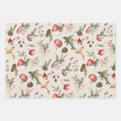 Rustieke Woodland Kerstmis Winter Paddenstoelen Inpakpapier Vel (Voorkant)