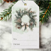 Rustieke Woodland Krans Chic Kerstmis Cadeaulabel