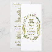 Rustieke Woodland Laurel waterverf bruiloft progra Programmakaart (Voorkant / Achterkant)