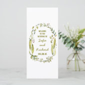 Rustieke Woodland Laurel waterverf bruiloft progra Programmakaart (Staand voorkant)