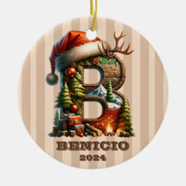 Rustieke Woodland Letter B met Vakantie Decor Keramisch Ornament