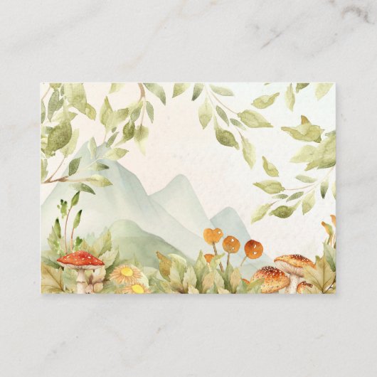 Rustieke Woodland Luier Raffle Groene Paddenstoele Informatiekaartje (Achterkant)