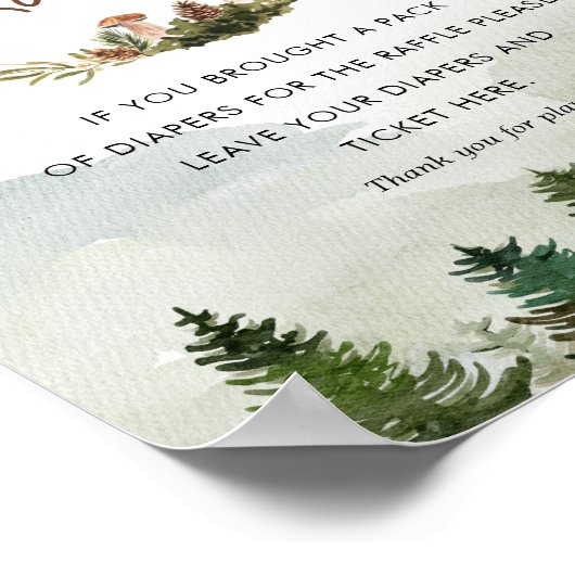 Rustieke Woodland Luier Raffle spel teken Poster (Hoek)