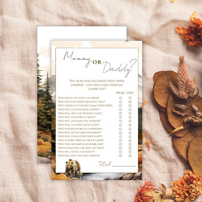 Rustieke Woodland Mama of Daddy Baby shower Spel (Creator heeft geüpload)