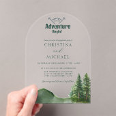 Rustieke Woodland Mountain Forest Pine Wedding Acryl Uitnodigingen (Insitu (Draagbaar))