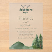 Rustieke Woodland Mountain Forest Pine Wedding Acryl Uitnodigingen (Voorkant)