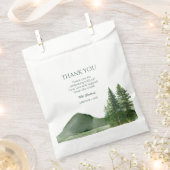 Rustieke Woodland Mountain Forest Pine Wedding Bed Bedankzakje (Geknipt)