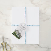 Rustieke Woodland Mountain Forest Pine Wedding Bed Cadeaulabel (Met Touw)