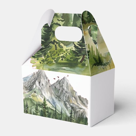 Rustieke Woodland Mountain Forest Pine Wedding Bedankdoosjes (Achterkant)