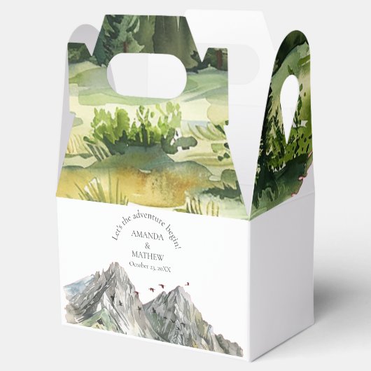 Rustieke Woodland Mountain Forest Pine Wedding Bedankdoosjes (Geopend)