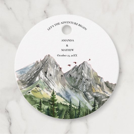 Rustieke Woodland Mountain Forest Pine Wedding Bedankjes Labels (Voorkant)