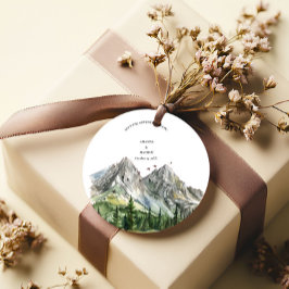 Rustieke Woodland Mountain Forest Pine Wedding Bedankjes Labels