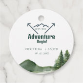 Rustieke Woodland Mountain Forest Pine Wedding Bedankjes Labels (Voorkant)