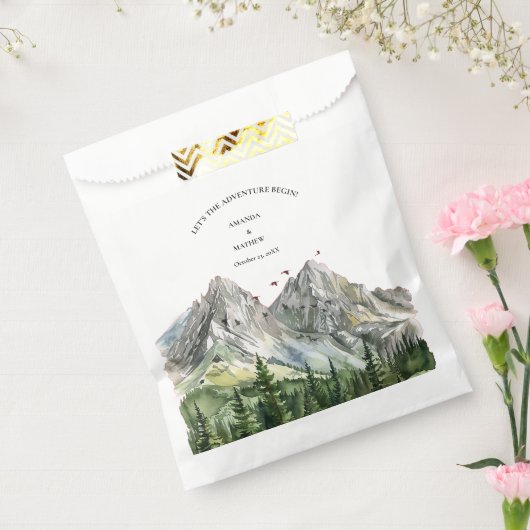 Rustieke Woodland Mountain Forest Pine Wedding Bedankzakje (Gezegeld)