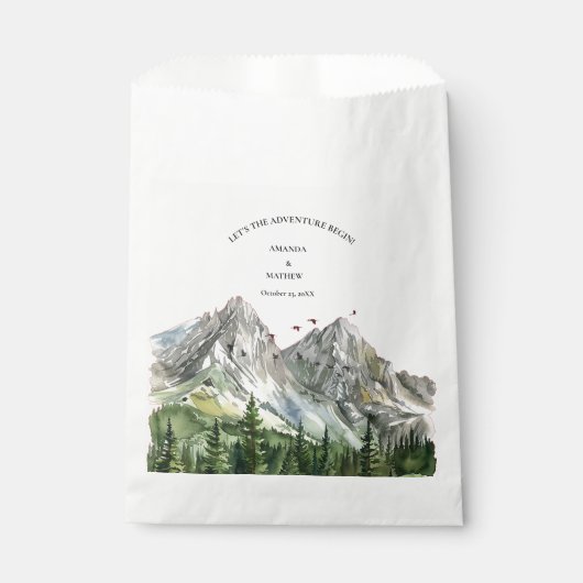 Rustieke Woodland Mountain Forest Pine Wedding Bedankzakje (Voorkant)