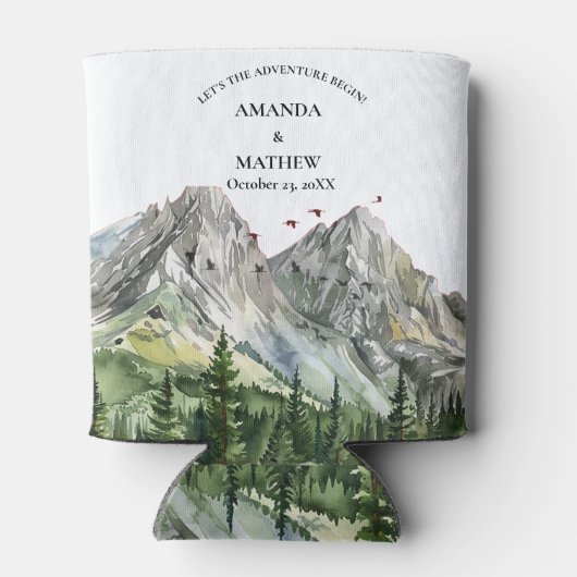 Rustieke Woodland Mountain Forest Pine Wedding Blikjeskoeler (Achterkant)