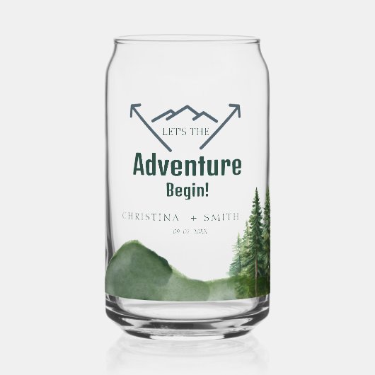 Rustieke Woodland Mountain Forest Pine Wedding Blikvorm Glas (Voorkant)