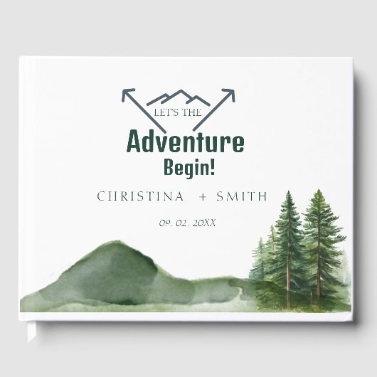 Rustieke Woodland Mountain Forest Pine Wedding Gastenboek (Voorkant)