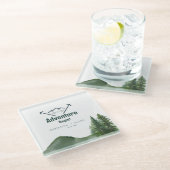 Rustieke Woodland Mountain Forest Pine Wedding Glazen Onderzetter (Schuin)