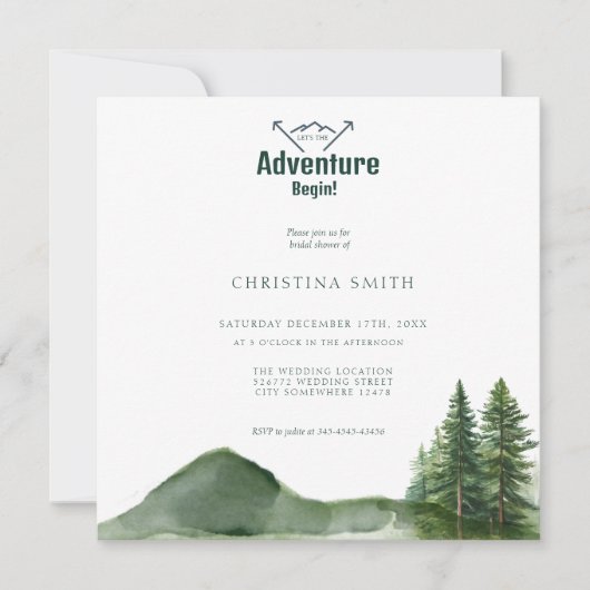 Rustieke Woodland Mountain Forest Pine Wedding Kaart (Voorkant)