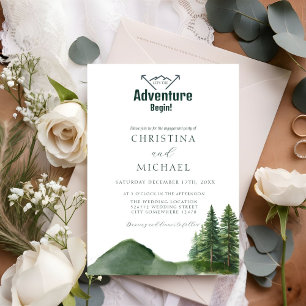 Rustieke Woodland Mountain Forest Pine Wedding Kaart