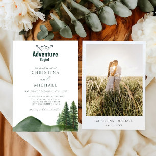 Rustieke Woodland Mountain Forest Pine Wedding Kaart