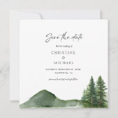 Rustieke Woodland Mountain Forest Pine Wedding Kaart (Voorkant)