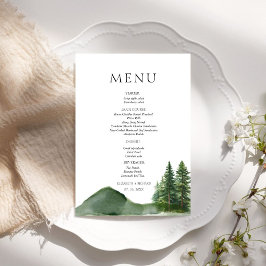 Rustieke Woodland Mountain Forest Pine Wedding Menu