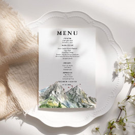 Rustieke Woodland Mountain Forest Pine Wedding Menu