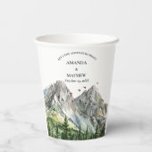 Rustieke Woodland Mountain Forest Pine Wedding Papieren Bekers (Achterkant)