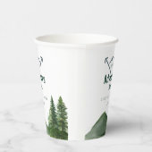 Rustieke Woodland Mountain Forest Pine Wedding Papieren Bekers (Rechts)
